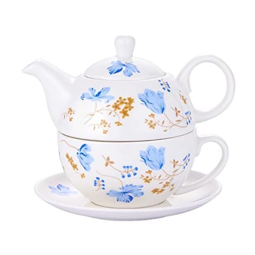 CHILDIKE Tea for One Porzellan Teekanne und Tasse Set, Tea Set for One, Floral Teekanne, Teeservice Geschenk für Frauen, Orchideen