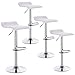 WOLTU® BH11ws-4 4 X Sgabelli da Bar Sedia Cucina con Poggiapiedi Similpelle Cromato Altezza Regolabile Girevole Moderni Classici Bianco