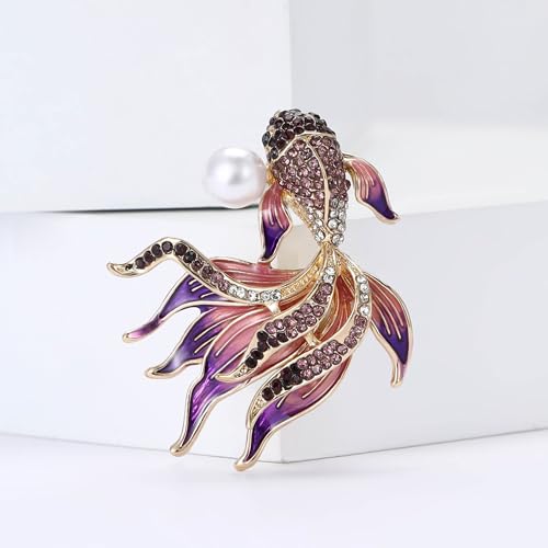 Image of Rhinestone Goldfish Brooches and Pins for Women Fashion Accessories Clothing Pins