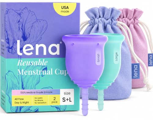 Lena Menstrual Cups Set (Small & Large) Period Cup, Purple & Turquoise