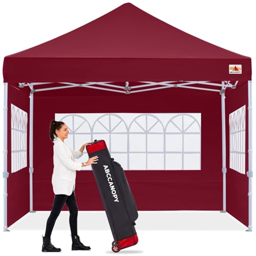 Image of ABCCANOPY Pop up Canopy Tent with Elegant Church Window 8X8,Burgundy