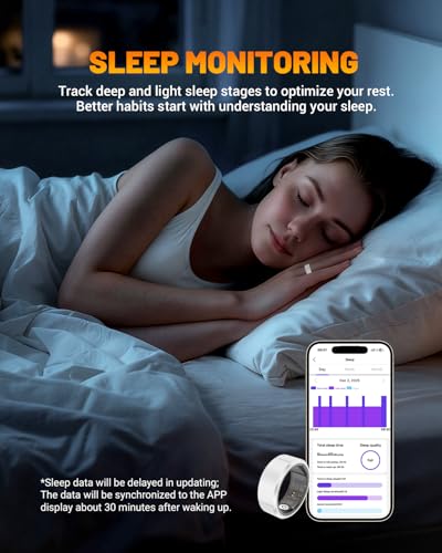 Image of Ceramic Smart Ring Health Tracker with Charging Case Sleep, Heart Rate & SpO2 Monitor, 5ATM+IP68 Waterproof Fitness Ring for Men Women, No Subscription, 4-9Day Battery, iOS /Android Compatible White 7#