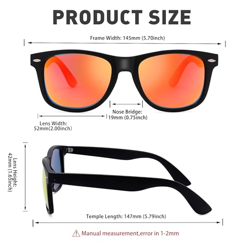 Image of Sunglasses Men, Square Polarized Sunglasses for Mens & Womens, Trendy Retro Sun Glasses Driving Fishing UV Protection