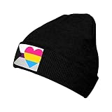 KWQDOZF Demisexuelle panromantische Pride-Flagge, Strickmütze, Wintermütze für Damen und Herren, gestrickte Totenkopfmütze mit Bündch