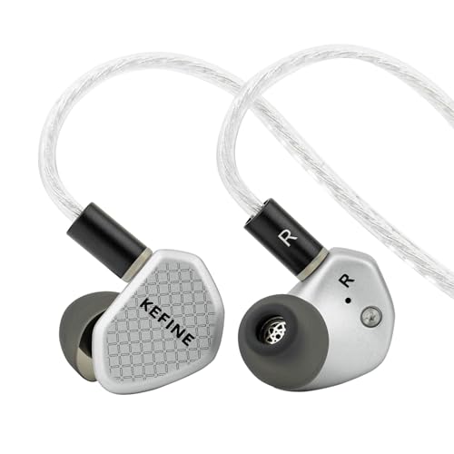 Image of Linsoul Kefine Klean in Ear Monitor,10mm DLC Diaphragm Dynamic Driver HiFi Earphones,Wired Gaming Earbuds,Replaceable Nozzles,Detachable Silver-Plated Cable for Audiophile (No Mic 3.5mm, Silver)