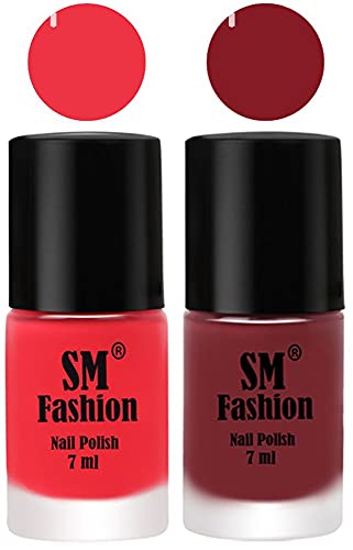 Image of Long Lasting Nail Polish | Nail Paint Combo 7 ml Each) - Set of 2 Rose Pink-Plum