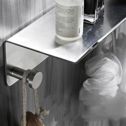Estanterías para ducha autoadhesivas de acero cepillado con ganchos colgar 6