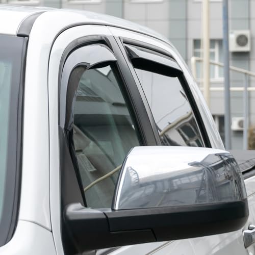 Image of CLIM ART in-Channel Incredibly Durable Rain Guards for Toyota Tundra 2007-2021 CrewMax, Original Window Deflectors, Vent Deflector, Vent Window Visors, Dark Smoke Truck Accessories, 4 pcs- 607066