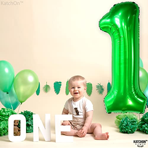Image of KatchOn Reusable Foil Number 1 Balloons for Green Birthday Decor 40 Inch
