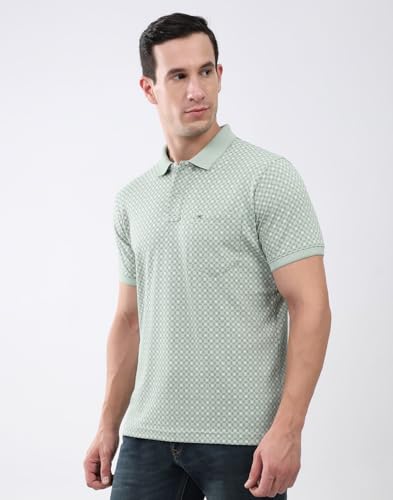 Image of Monte Carlo Men's Regular Fit T-Shirt | Printed Design | Collar Neck Button Closure | Half Sleeves Casual Fashion Wear Tshirt for Men's (Pack of 1)