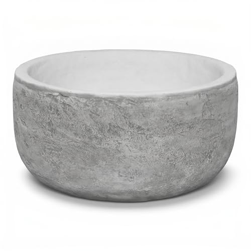 gartendekoparadies.de Bol à Fleurs Solide, Rond, Rustique, Hauteur : 20 cm, Largeur 37 cm, diamètre intérieur 31 cm, 10 litres, Gris, Poids 18 kg, en Pierre...