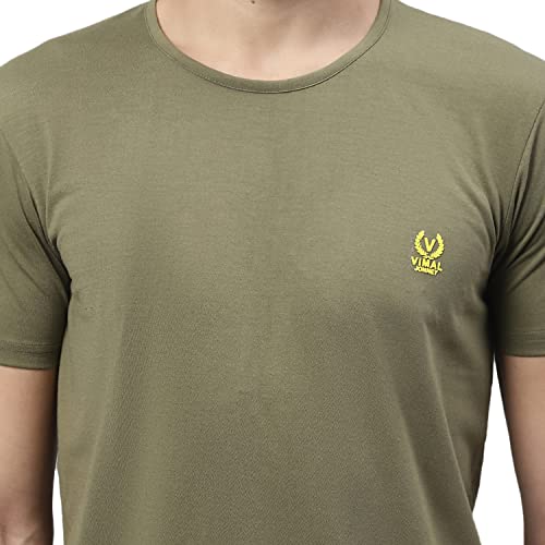 Image of Mack Jonney Men Round Neck Cotton Solid Regular Fit T-Shirt-T Anthraa 01-P