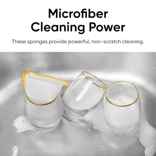 Image of Microfiber Sponges for Dishes, Non-Scratch Sponge Dish Scrubber Heavy Duty Household Cleaning Multi-Purpose Cleaning Supplies Dish Wash Kitchen Cleaners Pack of 18