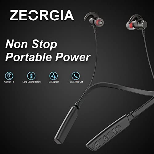 Image of ZEORGIA ZE-Galaxy in-Ear Bluetooth Neckband with Up to 33Hrs Playback, Boom Mic & Bluetooth v5.0, Voice Assistant Wireless Earphone (Black)