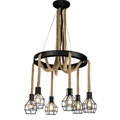 Suspension cuisine îlot vintage lustre américain en corde E27