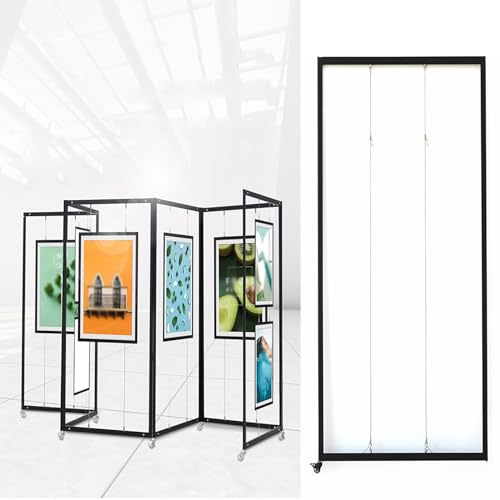 絵画展示用自立式ディスプレイラック 折りたたみ式書道ポスターホルダー 持ち運び可能なアート広報用ディスプレイボード ポータブルアート宣伝ディスプレイボード 広告用パーティション(5pcs,100x250cm/39.4x98.4in)