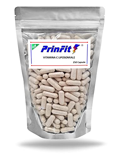 PrinFit® - 250 Capsule Naturali di Vitamina C Liposomiale - Alto Dosaggio ed Elevato Assorbimento - Antiossidante Acido L-Ascorbico Integratore Alimentare
