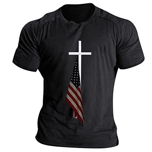 4th July Shirts for Boys Crewneck Short Sleeve Stars Stripes Printed July 4th Blouse Independence Day Patriotic Comfortable Fashion Casual Summer Tops