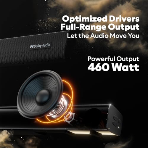 Image of GOVO GOSURROUND 965 PRO | 460W Bluetooth Soundbar, 5.1 Dolby Audio, 6.5 inch Subwoofer, with Satellite Speakers BT v5.3, HDMI, AUX, USB, 4 EQ Modes Stylish Remote