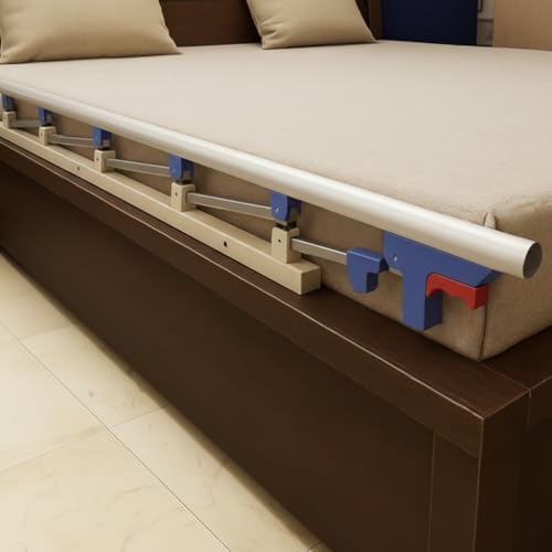 Image of Adjustable Bed Rail for Elderly Person at Home - Heavy Duty Hospital Bed Guard with 6 Steel Bars | Collapsible Safety Rail | No Drilling Required | Soft Closure | One Side Only | 55.5x14 Inch
