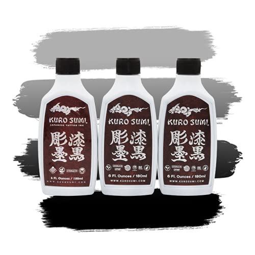 Kuro Sumi Japanese Tattoo Color Ink Pigments Set, Vegan Professional Tattooing Inks, Grey Wash Shading And Outlining Black #TOP1