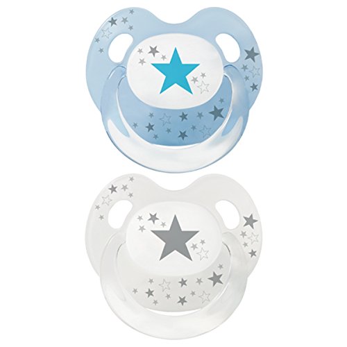 Baby Chupete con estrellas Baby Nova silicona tamaño 6  18 meses gris/azul