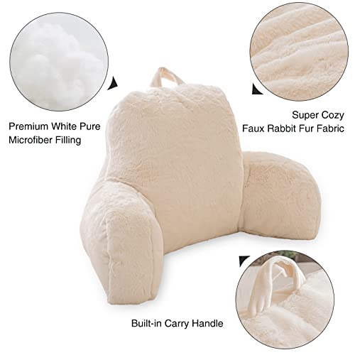 Aimuan Reading Pillow Bed Rest Wedge Large Adult Backrest Pillow With Arms Back Support For Sitting Up In Bed Cushion Incline Rest Sleeping Snoring Pillow, Ivory #TOP3