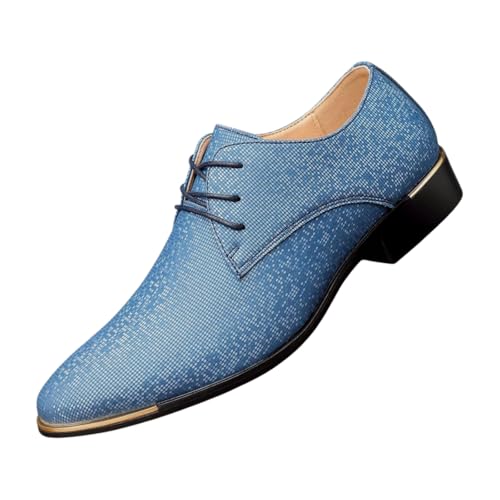 Santimon Men's Lace-Up Dress Oxford Shoes Patterned Leather & Gold Accent Stylish Formal Shoes