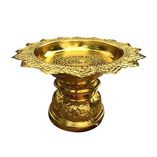 Bee Brand Thai Design Aluminium Ware Gold Tray Offering Buddha Altar Pedestal 7"
