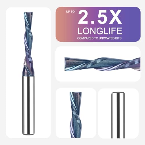 Image of SpeTool 1 /4 Inch Shank Downcut Spiral Router Bit 3 /16 Inch Cutting Diameter, TAC Coated CNC Router Bits End Mill for Wood Cutting, Slot Mortise, Engraving