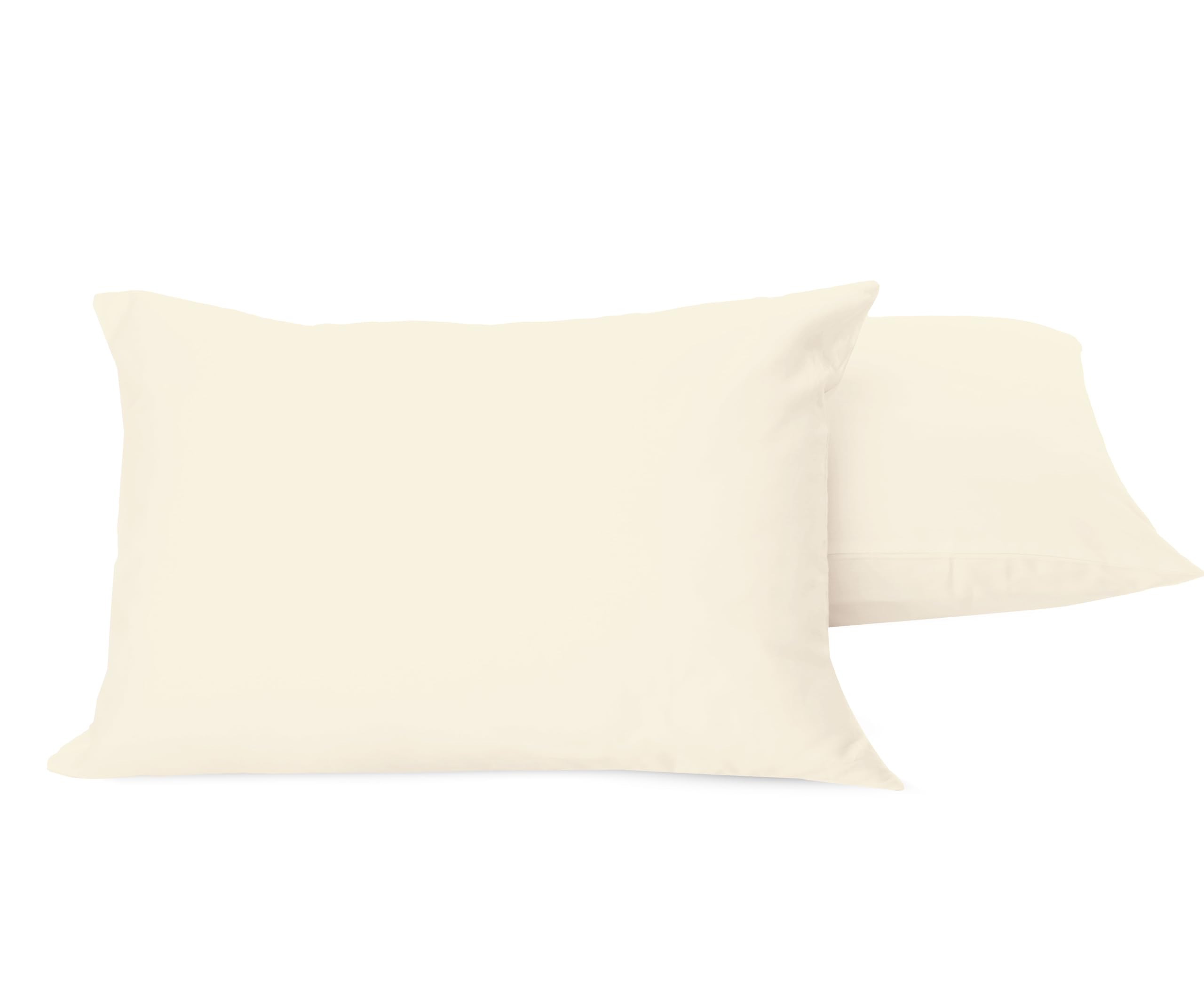 2 Pieces Pillow Cover Set, Ultra Soft 100% Egyptian Cotton, 300 Thread Count, Luxury Long Staple Cotton Percale Weave, Housewife Style Hotel Quality Pillow Cases, Standard Size (2, Cream)