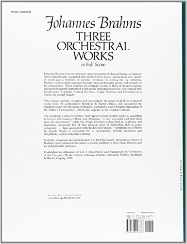 Three Orchestral Works in Full Score: Academic Festival Overture, Tragic Overture and Variations on a Theme by Joseph Haydn (Dover Orchestral Music Scores) - Image 2