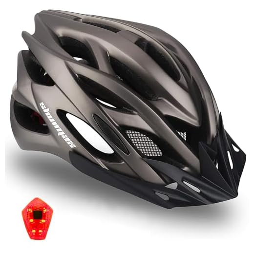 Casco Bicicleta/Casco Bicic con Luz LED,Certificado CE,Casco Ciclismo con Visera y Forro Desmontable Especializado con Luz de Seguridad Super Light Casco Bici para Skateboarding Ski & Snowboard