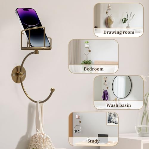 Hand Towel Holder for Bathroom with Vintage Wall Mounted Candle Holder, Rustproof Anti-Corrosion Alloy Unique Gold Towel Hook, Sturdy Coat Hanger for Vintage Kitchen Bathroom Decor and Accessories