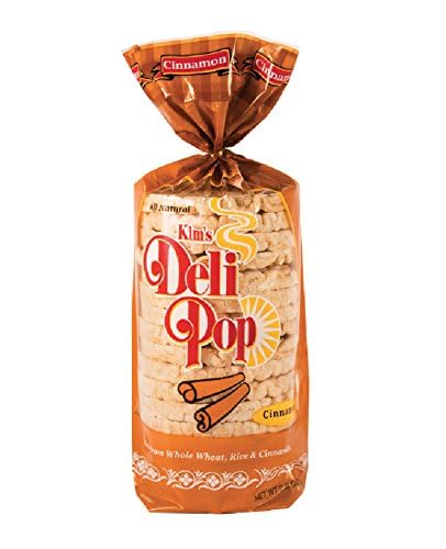 Deli Pop Rice Cakes 12 Bags | Cinnamon Flavor | 15 cakes per bag | Multigrain, Natural Vegan | Sugar Free Korean Snack | Low Calorie, Low Fat, Whole Rice