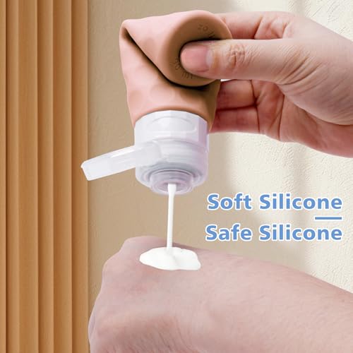Image of Silevoler Travel Bottles for Toiletries, 4pcs Tsa Approved 3oz Travel Size Containers, BPA Free Leak Proof Premium Silicone Bottles, Refillable Liquid Squeezable Accessories W /Toiletry Bag(Bright)