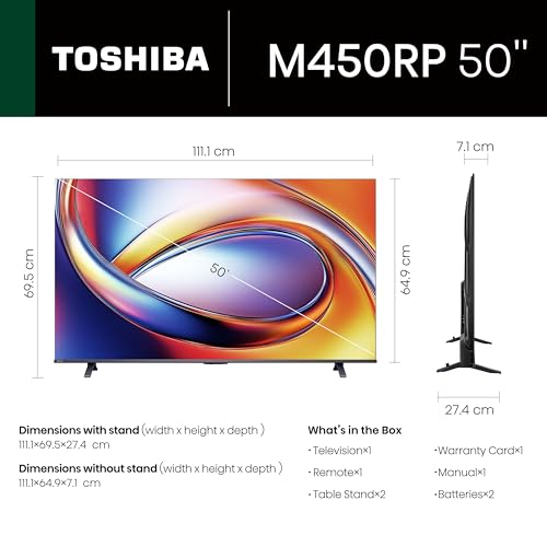 Image of Toshiba 126 cm (50 Inches) 4K Ultra HD Smart QLED TV | Dolby Atmos, HDR10+ | 24W Powerful Speakers | AI Sports Mode | REGZA Engine ZR | Voice Control | AI 4K Upscaling | VIDAA OS | 50M450RP (Black)