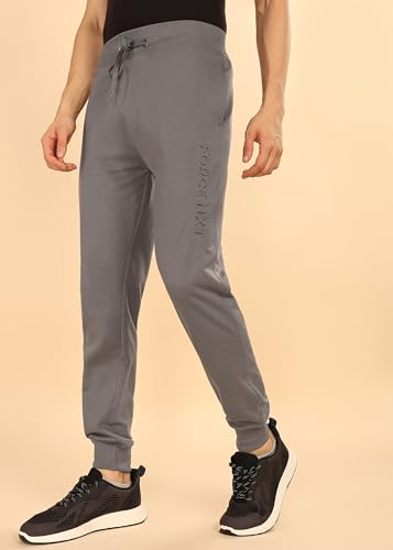 Image of Force NXT Men's Super Combed Cotton Rich French Terry Fabric Solid Joggers | Active Joggers for Men | Comfortable Waistband with Zipper Pocket for Daily Workout