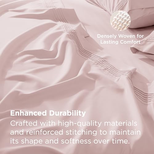 Image of Bedsure Twin XL Sheets Dorm Bedding, GentleSoft Breathable Extra Long Twin Sheets & Pillowcases, Moisture Wicking Cooling, Deep Pocket Fits Mattress Up to 21 Inches Thick, Blush Pink