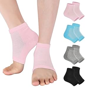 Vaincre Cracked Heel Repair Socks – 4 Pairs Moisturizing Heel Socks for Dry Cracked Feet, Gel Socks for Cracked Feet Heel Treatment, Spa Moisture Cracked Heel Socks for Dry Heels Overnight (Regular)