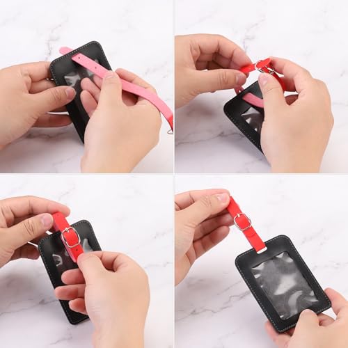 Image of PATIKIL Luggage Tag Strap, 10 Pcs PU Leather Extender Buckle Straps Luggage Tag Luggage Strap Tag Holder Adjustable for Suitcase Hanging Accessories Travel, Black