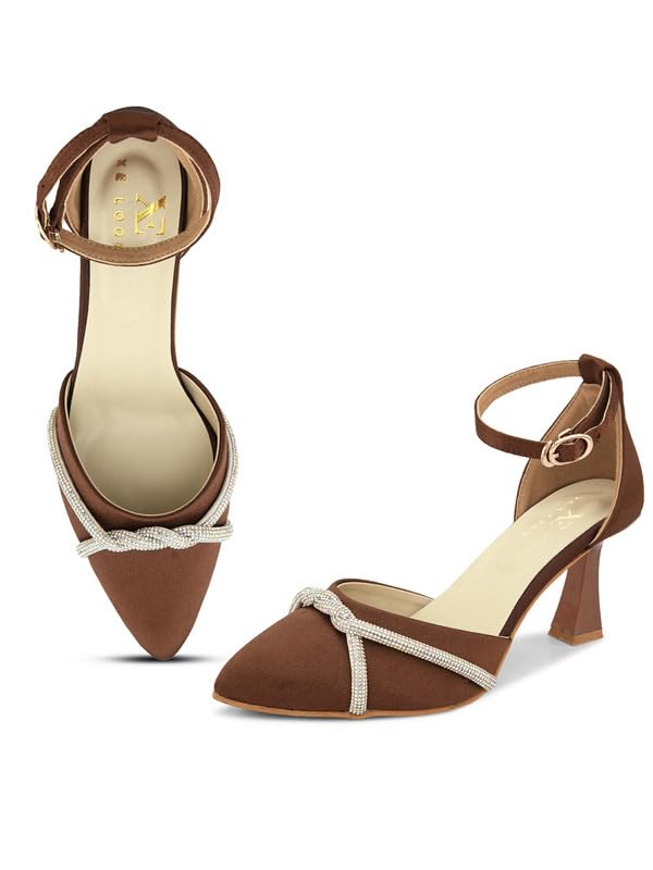 XE Looks Copper Womens Fashion Sandals | Faux Leather Attractive and Stylish Block Heel | or Wedding Occasion Heel Height 3inch| For Women & Girls (B0CY24QK2M) Amazon Price History, Amazon Price Tracker