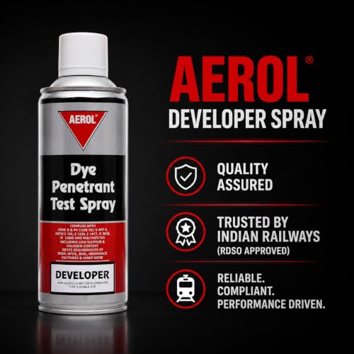 Image of AEROL Dye Penetrant Developer Spray | Non-Aqueous Wet Developer | 203g /280ml | Quick Crack Detection | Non Corrosive | for Welding & Maintenance