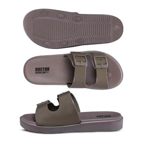 Image of DOCTOR EXTRA SOFT Women's Classic Cushion Sliders /Slippers with Adjustable Buckle Strap for Adult | Comfortable & LightWeight| Stylish & Anti-Skid|Waterproof & Everyday Flip Flops Ladies /Girls New-523
