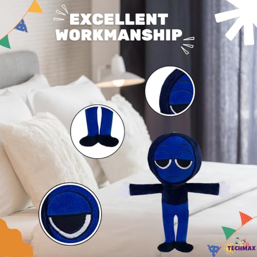 Image of Customized Text Standing Blue Scarf Sprunki Plush Toys