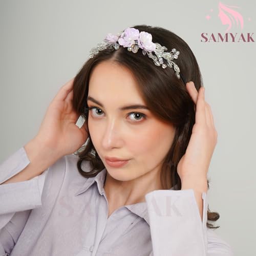 Image of Samyak Pearl & Crystal Hair Band Accessories For Women & Girls, Stylish Tiara Headband For Wedding Party Juda Bun Fashion For Bridal Hair Decoration Accessory