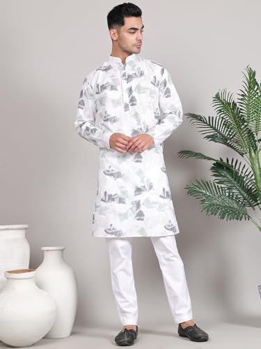 Image of Majestic Man Women's Cotton Regular Fit Casual Ethnic Motifs Printed Mandarin Collar Long Kurta