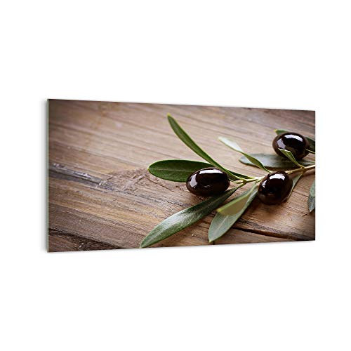 Küchenrückwand 'Oliven auf Holz' in div. Größen, Glas-Rückwand, Wandpaneele, Spritzschutz & Fliesenspiegel