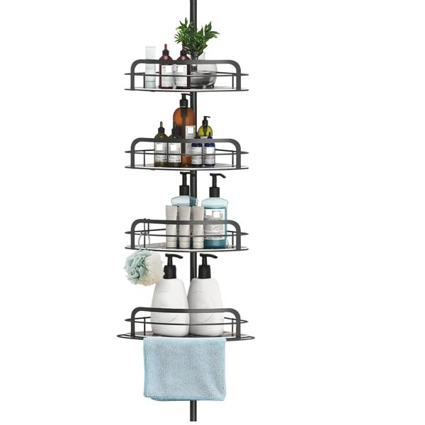 Bath Rack Holder Adjustable Bathroom Organizer Shelves Bathtub Shampoo Rack Corner Shower Caddy Tension Pole Bathroom Shower Organizer