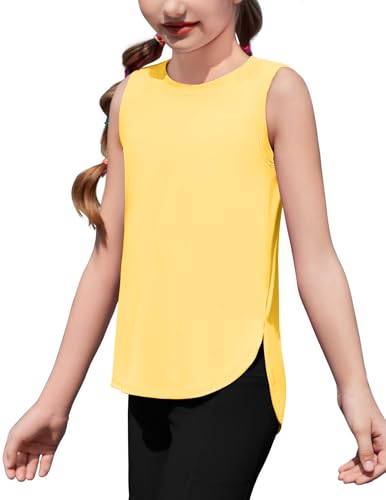 Image of Zaclotre Girls Athletic Tank Tops High-Low Hem Loose Fit Summer Top Kids Sleeveless Sport Shirts 5-14 Years